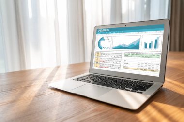 Spreadsheet document information financial startup concept. data and graphs in spreadsheet documents for online analysis project dashboard accounting digital snugly