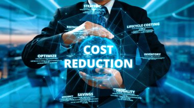 Maliyet azaltma, dijital grafik UUID örtüşmeleri ile gösterilen maliyet tasarrufu kavramı, kurumsal işletmeler gereksiz harcamaların azaltılması yoluyla maliyet ve şirket kaynaklarını etkili bir şekilde tasarruf eder