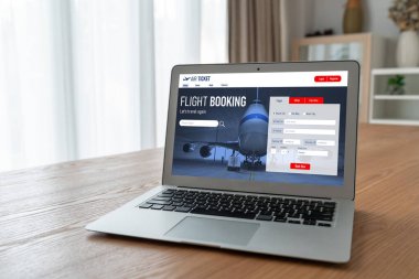 Online uçuş rezervasyon sitesi mod rezervasyon sistemi sağlar. Seyahat teknolojisi kavramı .