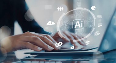 Yapay zeka mühendisliği, büyük veri ve yapay zeka makinesi kavramında yapay zeka beyin işlemcisiyle iş desteği için üretken yapay zeka kullanmayı öğrenen insan etkileşimi. EIDE