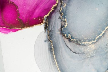 Mermer mürekkep soyut sanatının orijinal resmi. Örnek bir orjinal tablodan yüksek çözünürlüklü fotoğraf. Karargah kağıt dokusuna pürüzsüz mermer desen oluşturmak için soyut resim yapıldı.