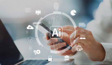 Yapay zeka mühendisliği, büyük veri ve yapay zeka makinesi kavramında yapay zeka beyin işlemcisiyle iş desteği için üretken yapay zeka kullanmayı öğrenen insan etkileşimi. EIDE