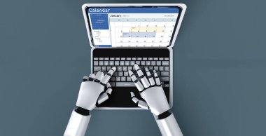 Kişisel düzenleyici ve çevrimiçi iş için program planlaması için bilgisayar yazılım uygulaması takvimi 3B illüstrasyon