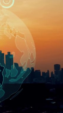 Akıllı şehirde küresel bağlantı ve internet ağı değişikliği. Gelecekteki kablosuz dijital bağlantı ve sosyal medya ağı kavramı .