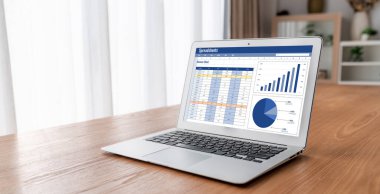Spreadsheet document information financial startup concept. data and graphs in spreadsheet documents for online analysis project dashboard accounting digital snugly