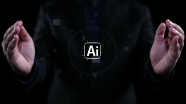 Yapay zeka mühendisliği, büyük veri ve yapay zeka makinesi kavramında yapay zeka beyin işlemcisiyle iş desteği için üretken yapay zeka kullanmayı öğrenen insan etkileşimi. Kullanıcı Kimliği