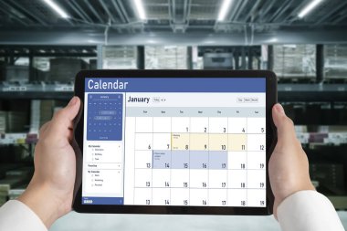 Calendar on computer software application for schedule planning for personal organizer and online business snugly