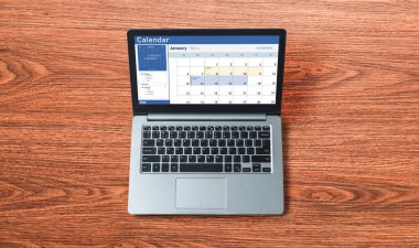 Calendar on computer software application for schedule planning for personal organizer and online business snugly