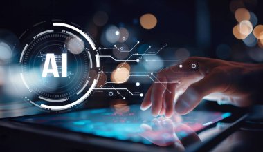 Yapay zeka mühendisliği, büyük veri ve yapay zeka makinesi kavramında yapay zeka beyin işlemcisiyle iş desteği için üretken yapay zeka kullanmayı öğrenen insan etkileşimi. EIDE