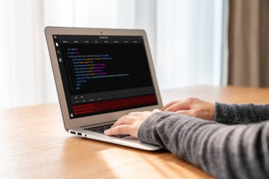Model uygulama ve program kodlaması için bilgisayar ekranında yazılım geliştirme programlama