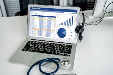 Spreadsheet document information financial startup concept. data and graphs in spreadsheet documents for online analysis project dashboard accounting digital snugly