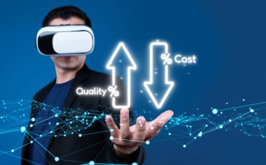 Maliyet azaltma, dijital grafik EIDE örtüşmeleri ile gösterilen maliyet tasarrufu kavramı, kurumsal işletmeler gereksiz harcamaların azaltılması yoluyla maliyet ve şirket kaynaklarını etkili bir şekilde tasarruf eder