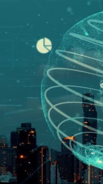 Akıllı şehirde küresel bağlantı ve internet ağı değişikliği. Gelecekteki kablosuz dijital bağlantı ve sosyal medya ağı kavramı .