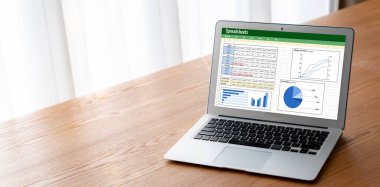 Spreadsheet document information financial startup concept. data and graphs in spreadsheet documents for online analysis project dashboard accounting digital snugly