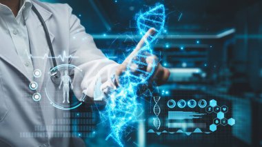 Laboratuvarda geçmişi bulanık dururken, doktorun DNA örneği hologramını göstermesine yakın dur. Teknoloji kullanarak genetik bozukluk analizi ve teşhisi koyan yetenekli bir tıp çalışanı. İyileştirici.