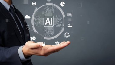 Yapay zeka mühendisliği, büyük veri ve yapay zeka makinesi kavramında yapay zeka beyin işlemcisiyle iş desteği için üretken yapay zeka kullanmayı öğrenen insan etkileşimi. Faas