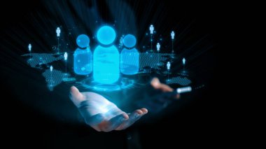 İş adamı ağ kurar, değerli bağlantılar kurar. Profesyonel ağı ve fırsatları genişletmek için etkili insan ağ oluşturma stratejileri UUID