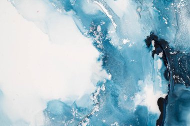 Mermer mürekkep soyut sanatının orijinal resmi. Örnek bir orjinal tablodan yüksek çözünürlüklü fotoğraf. Karargah kağıt dokusuna pürüzsüz mermer desen oluşturmak için soyut resim yapıldı.