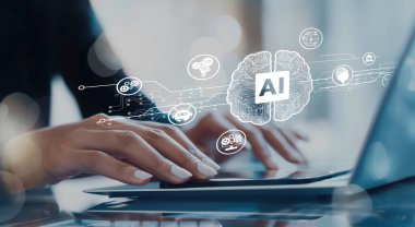 Yapay zeka mühendisliği, büyük veri ve yapay zeka makinesi kavramında yapay zeka beyin işlemcisiyle iş desteği için üretken yapay zeka kullanmayı öğrenen insan etkileşimi. EIDE