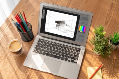 Mimari iş ve profesyonel tasarımcı için mimari tasarım modem yazılım uygulaması