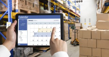 Calendar on computer software application for schedule planning for personal organizer and online business snugly