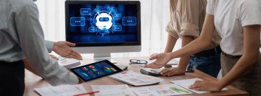 Chatbot yazılım uygulaması canlı çevrimiçi iş için otomatik olarak müşteri sorularına cevap verir