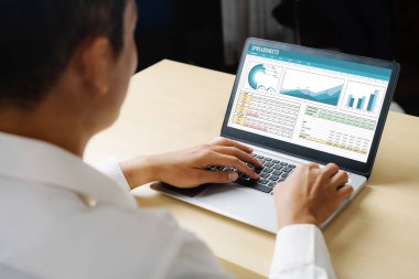 Spreadsheet document information financial startup concept. data and graphs in spreadsheet documents for online analysis project dashboard accounting digital snugly