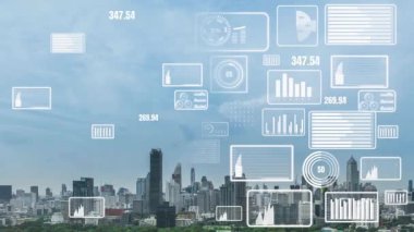 İş verileri analitik arayüzü akıllı şehrin üzerinde uçuyor ve iş zekasının geleceğini değiştiriyor. Stratejik plan için büyük verileri analiz etmek için bilgisayar yazılımı ve yapay zeka kullanılır .