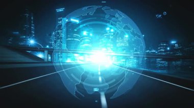 Ticari veri analizi ve zeki yazılım pazarlama stratejisi. Yeni bilgi çağındaki küresel eğilimleri değiştiren akıllı dijital dönüşüm ve teknoloji bozulması kavramı .