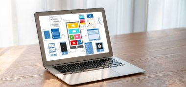 Model mobil uygulama ve web sitesi için UX UI tasarım süreci. Profesyonel uygulama geliştiricisi için kablo grafiğinin yaratıcı prototipi .