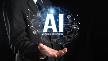 Yapay zeka mühendisliği, büyük veri ve yapay zeka makinesi kavramında yapay zeka beyin işlemcisiyle iş desteği için üretken yapay zeka kullanmayı öğrenen insan etkileşimi. Faas