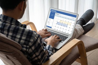 Calendar on computer software application for schedule planning for personal organizer and online business snugly