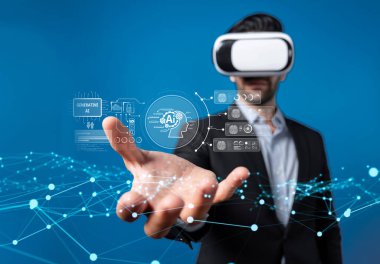 Yapay zeka sanal asistanı Chatbot ile yapay zeka konsepti ile insan etkileşimi, yapay zeka mühendisliği, LLM yapay zeka derin öğrenimi iş desteği için üretken yapay zeka kullanımı. FaaS