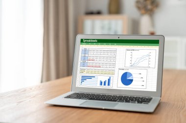 Spreadsheet document information financial startup concept. data and graphs in spreadsheet documents for online analysis project dashboard accounting digital snugly