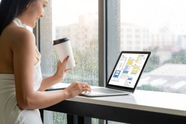 Model mobil uygulama ve web sitesi için UX UI tasarım süreci. Profesyonel uygulama geliştiricisi için kablo grafiğinin yaratıcı prototipi .