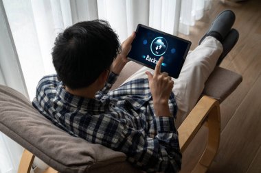 Yedek Depolama Verisi İnternet Teknolojisi İş Konsepti. Veritabanı depolama teknolojisi dosya aktarım paylaşımı, siber, büyük veri bilgileri, internet bankacılığı uygulaması indirme işlemi kolayca yapılır