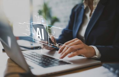 Yapay zeka mühendisliği, büyük veri ve yapay zeka makinesi kavramında yapay zeka beyin işlemcisiyle iş desteği için üretken yapay zeka kullanmayı öğrenen insan etkileşimi. EIDE