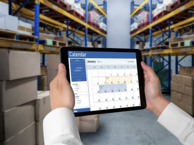 Calendar on computer software application for schedule planning for personal organizer and online business snugly