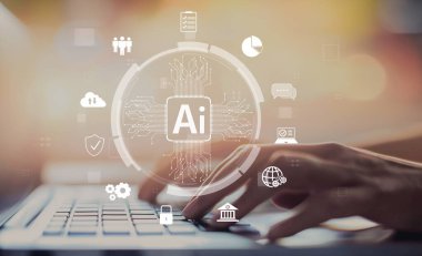 Yapay zeka mühendisliği, büyük veri ve yapay zeka makinesi kavramında yapay zeka beyin işlemcisiyle iş desteği için üretken yapay zeka kullanmayı öğrenen insan etkileşimi. EIDE