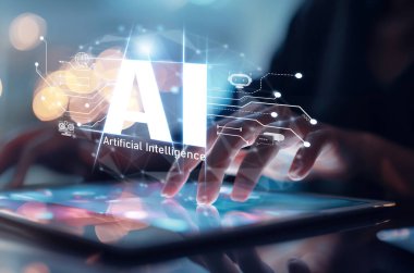 Yapay zeka mühendisliği, büyük veri ve yapay zeka makinesi kavramında yapay zeka beyin işlemcisiyle iş desteği için üretken yapay zeka kullanmayı öğrenen insan etkileşimi. EIDE