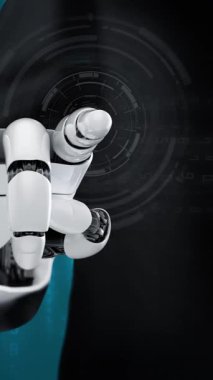 Gelecekçi robot yapay zeka devrimci yapay zeka teknoloji geliştirme ve makine öğrenme kavramı. İnsan hayatının geleceği için küresel robot biyonik bilim araştırması. 3B görüntüleme grafiği.