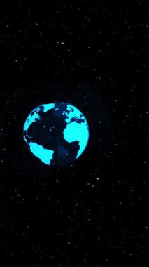 Uzayda dijital Dünya 'nın üç boyutlu yörünge dönüşü ağ teknolojisi kavramını gösteriyor. İnternet 'e bağlanan küresel hareket grafiği küresel iletişim ve bağlantı ağını sunar.