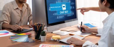 Chatbot yazılım uygulaması canlı çevrimiçi iş için otomatik olarak müşteri sorularına cevap verir