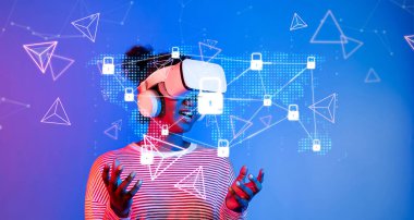 Sanal gerçekliğin ve siber güvenliğin kesişimlerini dijital bir bağlantı ve koruma dünyasına dalmış bir kullanıcıyı gösteren bu çekici resimle keşfedin. XDMCP