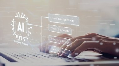 Yapay zeka mühendisliği, büyük veri ve yapay zeka makinesi kavramında yapay zeka beyin işlemcisiyle iş desteği için üretken yapay zeka kullanmayı öğrenen insan etkileşimi. EIDE