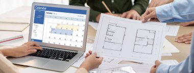 Kişisel organizatör ve çevrimiçi iş canlıları için program planlaması için bilgisayar yazılım uygulaması takvimi