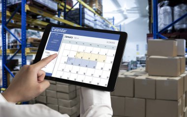 Calendar on computer software application for schedule planning for personal organizer and online business snugly