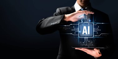 Yapay zeka mühendisliği, büyük veri ve yapay zeka makinesi kavramında yapay zeka beyin işlemcisiyle iş desteği için üretken yapay zeka kullanmayı öğrenen insan etkileşimi. Faas