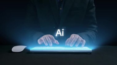 Yapay zeka sanal asistanı Chatbot ile yapay zeka konsepti ile insan etkileşimi, yapay zeka mühendisliği, LLM yapay zeka derin öğrenimi iş desteği için üretken yapay zeka kullanımı. Kullanıcı Kimliği