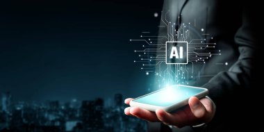 Yapay zeka mühendisliği, büyük veri ve yapay zeka makinesi kavramında yapay zeka beyin işlemcisiyle iş desteği için üretken yapay zeka kullanmayı öğrenen insan etkileşimi. Faas